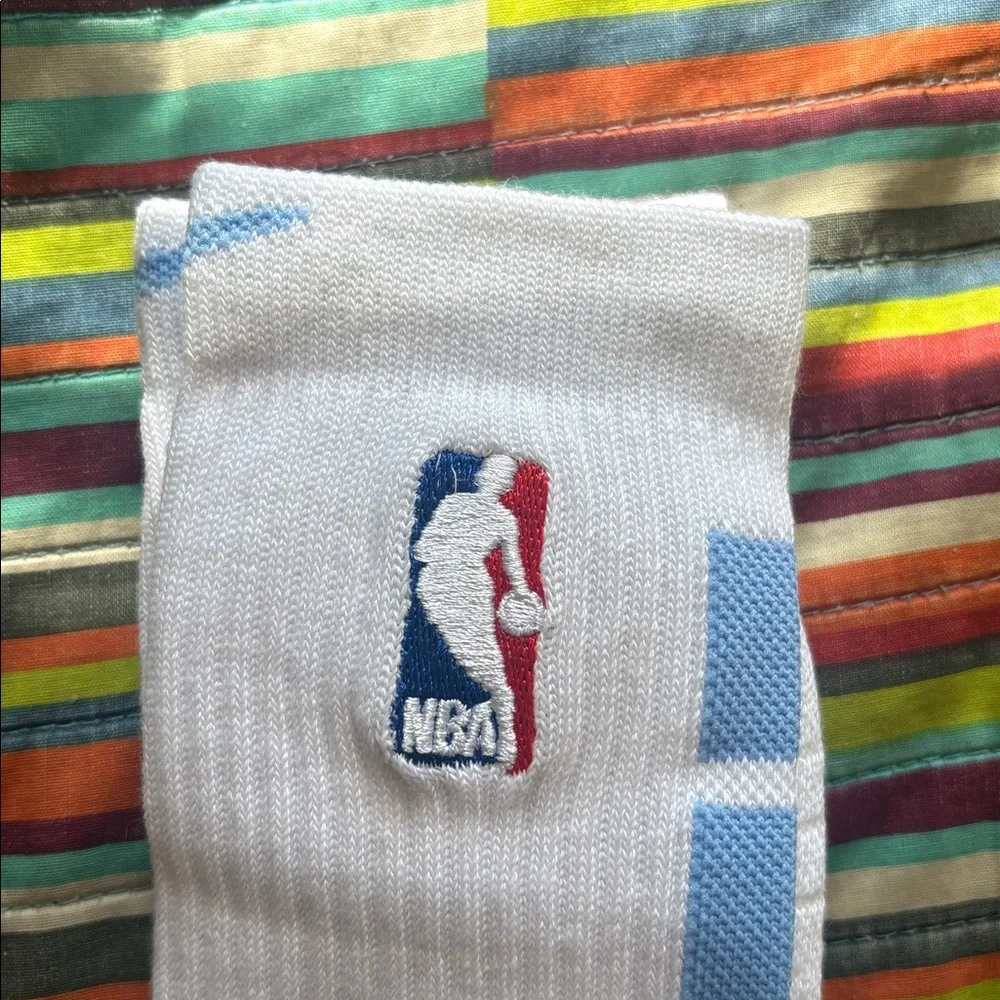 Nike Elite Crew Basketball Socks - White and Light Blue - Picture 5 of 10